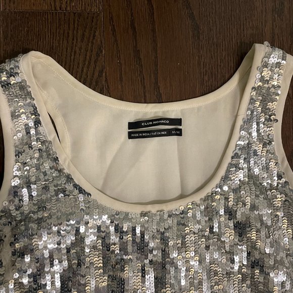 Club Monaco Silver Sequin Mini Sheath Dress - Picture 3 of 15